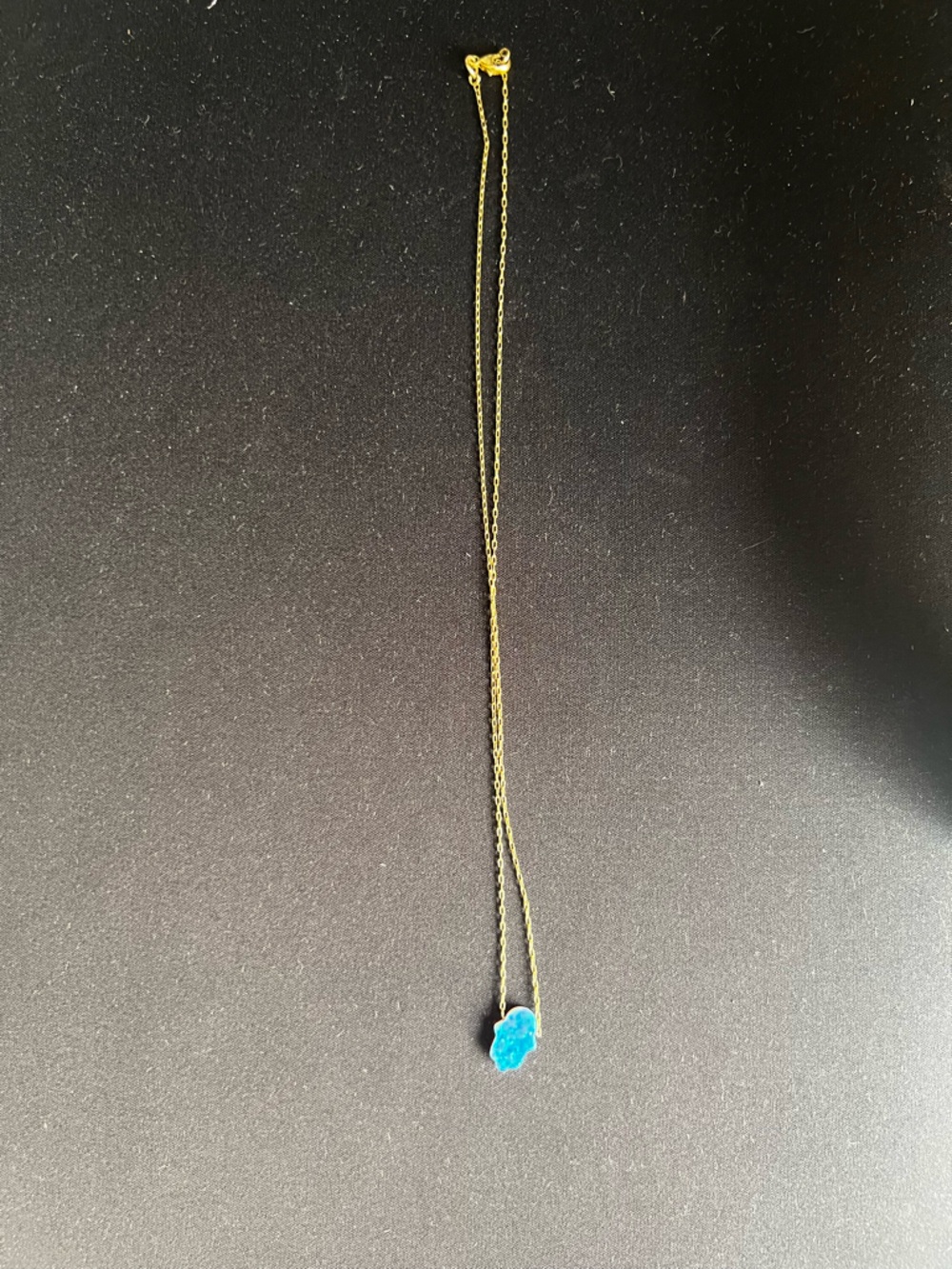 Gold Chain Necklace with Blue Hamsa Pendant
